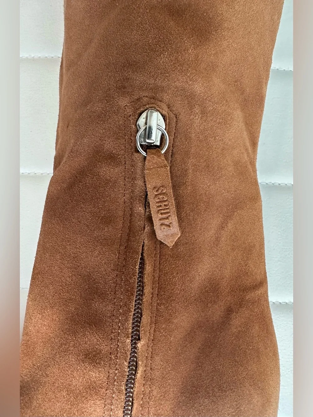 Schutz Anamarie Suede Over the Knee Boots in Wood (Camel)